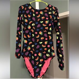 New Kate Spade Black Swimsuit with Colorful Fruit Print size M